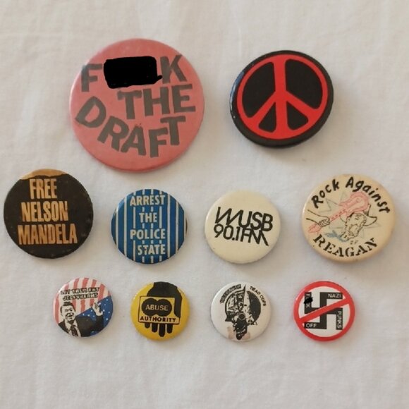 Other - SET OF 10 Vintage 80s Political Punk Rock Pinback Buttons in Various Sizes